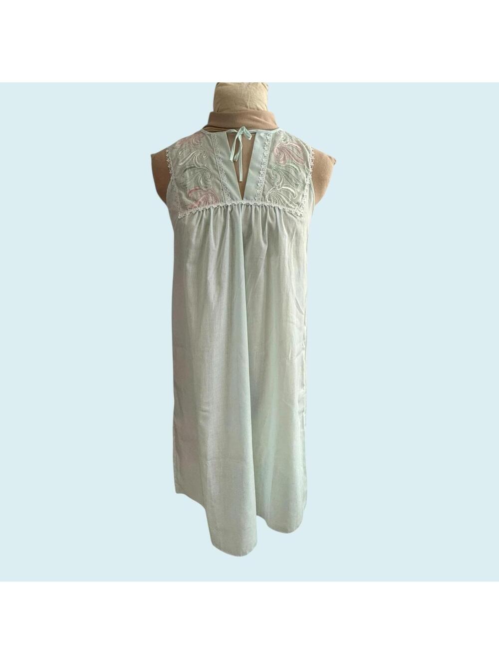 Vintage Komar Aqua Nightgown, New Old Stock Tags, Sleeveless Nightie, NOS, Small
